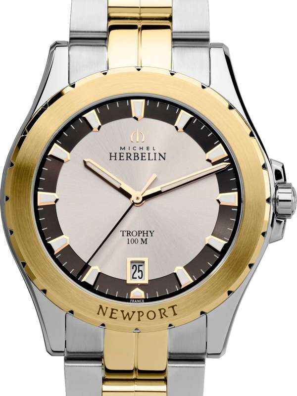 MICHEL HERBELIN NEWPORT TROPHY 12270/BT22 GENTS DATE TWO-TONE WATCH