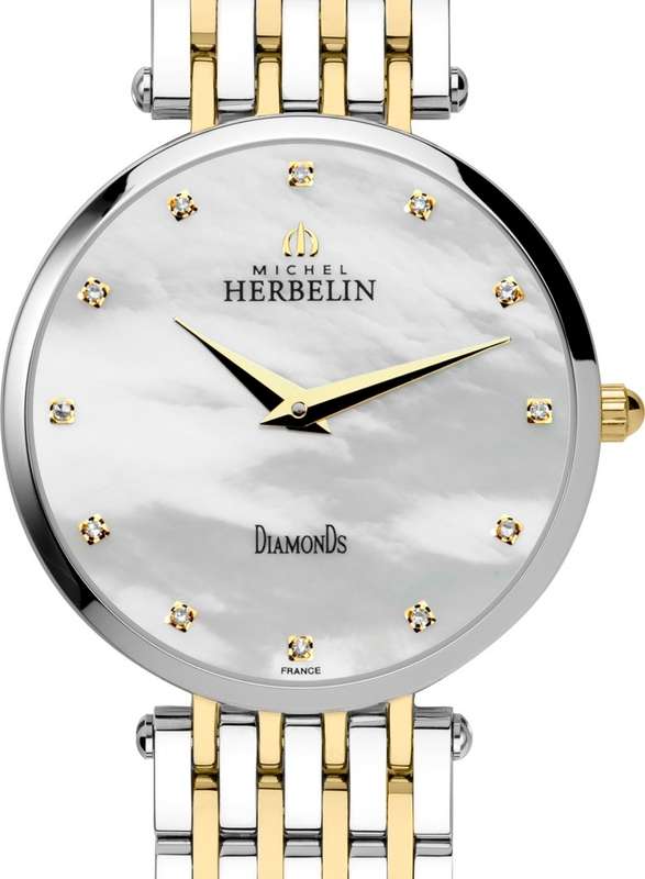Michel Herbelin Epsilon Diamonds MOP Dial Ladies Watch 17345/BT89 With Diamond Certificate