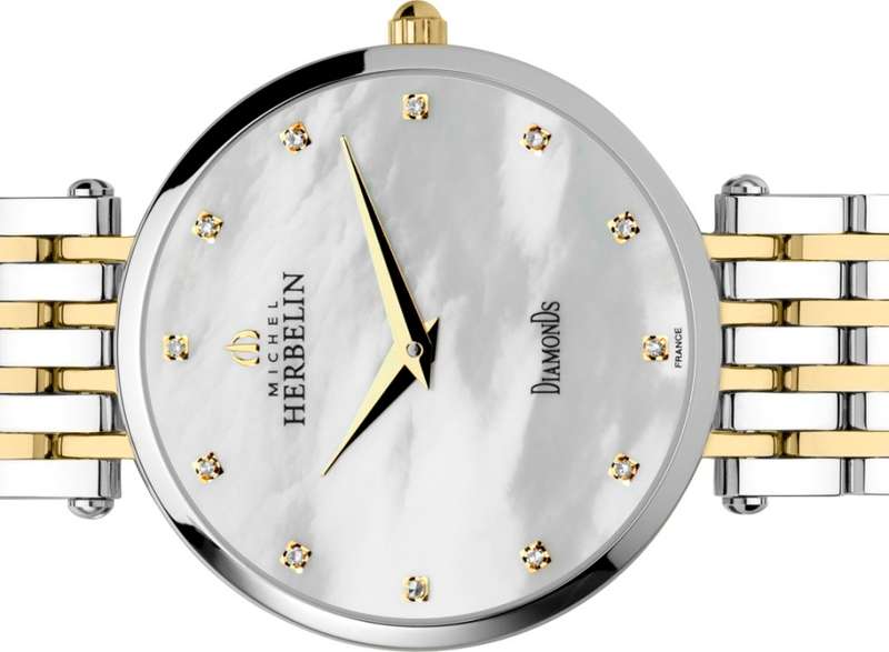 Michel Herbelin Epsilon Diamonds MOP Dial Ladies Watch 17345/BT89 With Diamond Certificate