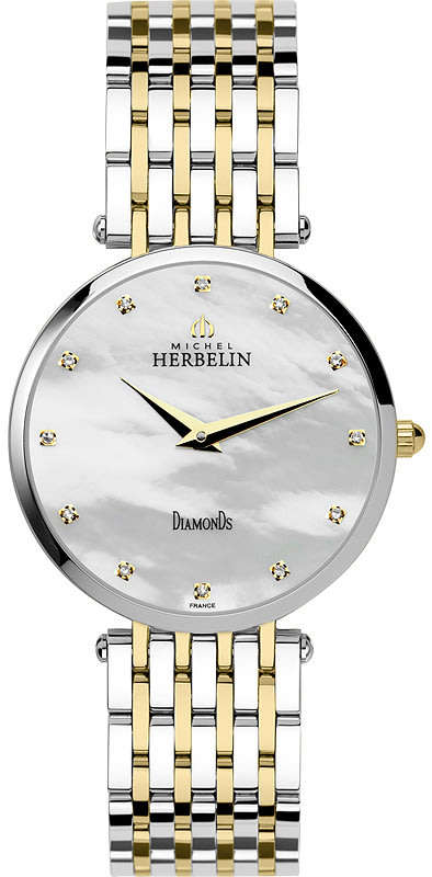 Michel Herbelin Epsilon Diamonds MOP Dial Ladies Watch 17345/BT89 With Diamond Certificate