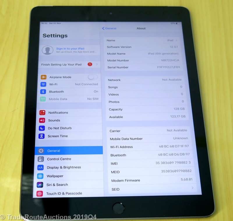Apple iPad 6th Gen 2018 | MR722HC/A | CELLULAR + WiFi | 128GB | Space Grey | A1954 | RETINA