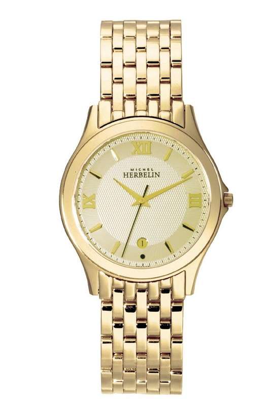 MICHEL HERBELIN GOLD PLATED GENTS WATCH - 12411/P23B