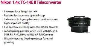 NIKON TC-14E II AF-S 1.4X TELECONVERTER for Nikon Digital SLR Cameras