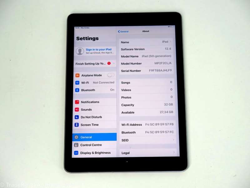 Tablet Apple iPad 5th Gen 2017 | MP2F2CL/A | WiFi | 32GB | SPACE GREY | A1822 | RETINA 9.7 inch