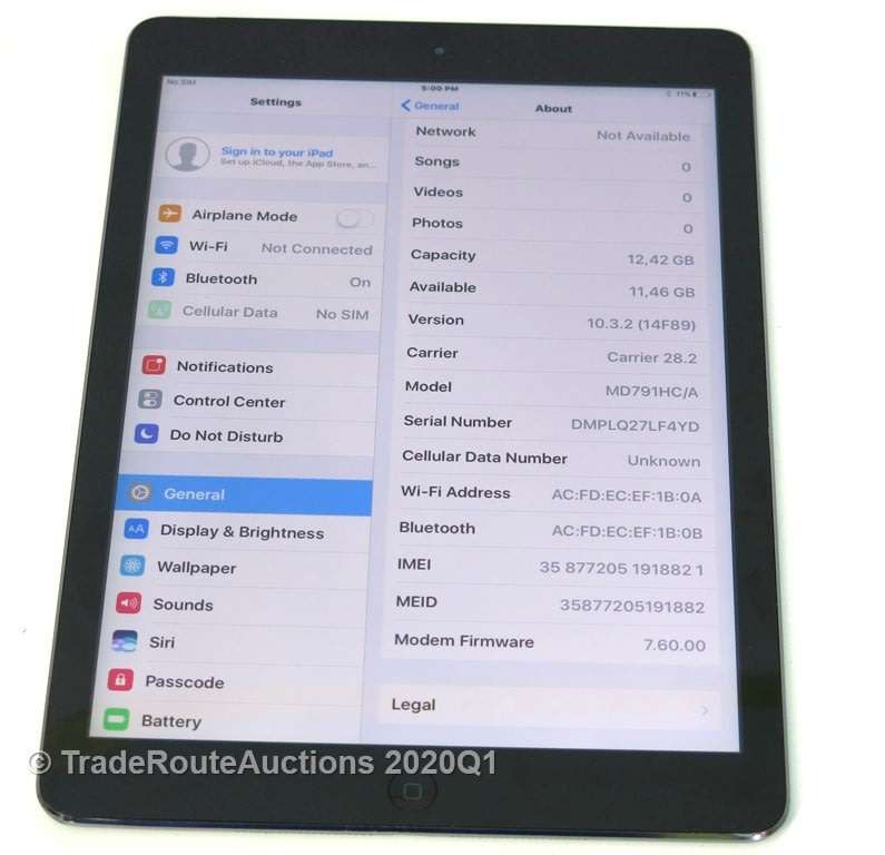 BOXED -IPAD AIR | 16GB | 4G CELLULAR | WiFi | MD791HC/A | SPACE GREY | APPLE  ***  RETINA DISPLAY  *
