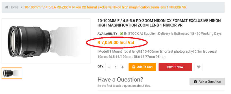 R 7000-00 NIKON 1 NIKKOR VR 10-100mm f/4.5-5.6 PD-ZOOM for Nikon 1 Digital Cameras ( for CX Format )