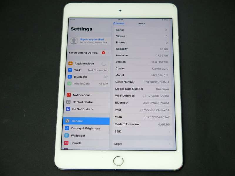 IPAD MINI 4 | 16GB | WIFI + CELLULAR  SILVER | RETINA | A1538 | MK702HC/A