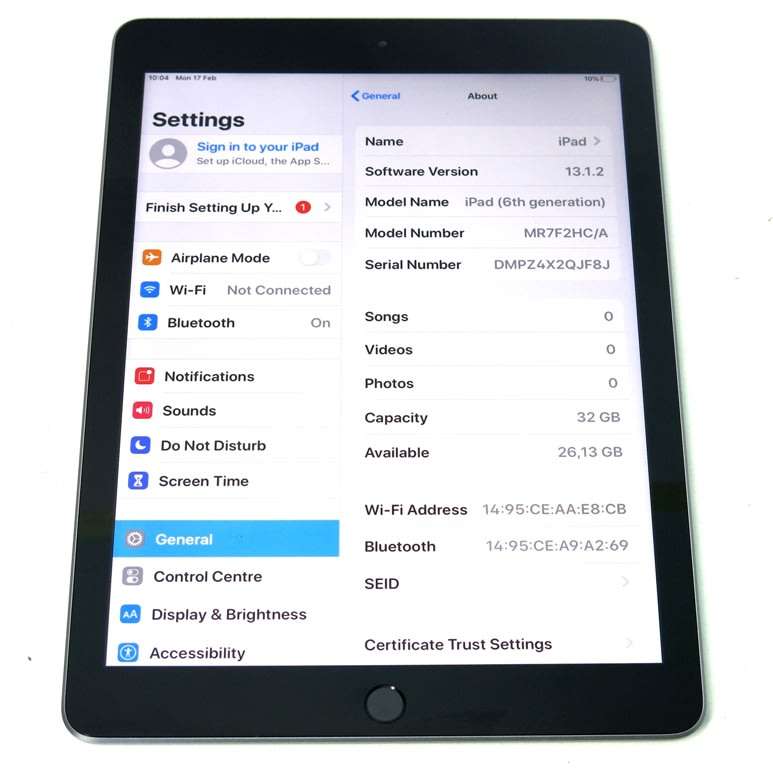 Apple iPad 6th Gen 2018 | MR7F2HC/A | WiFi  only | 32GB | Space Grey | A1893 | RETINA IPad6