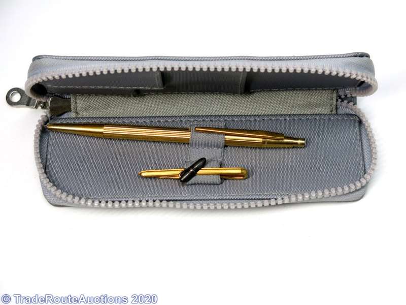 Montblanc Gold Pencil + Mont blanc Tie Clip set with generic Pouch