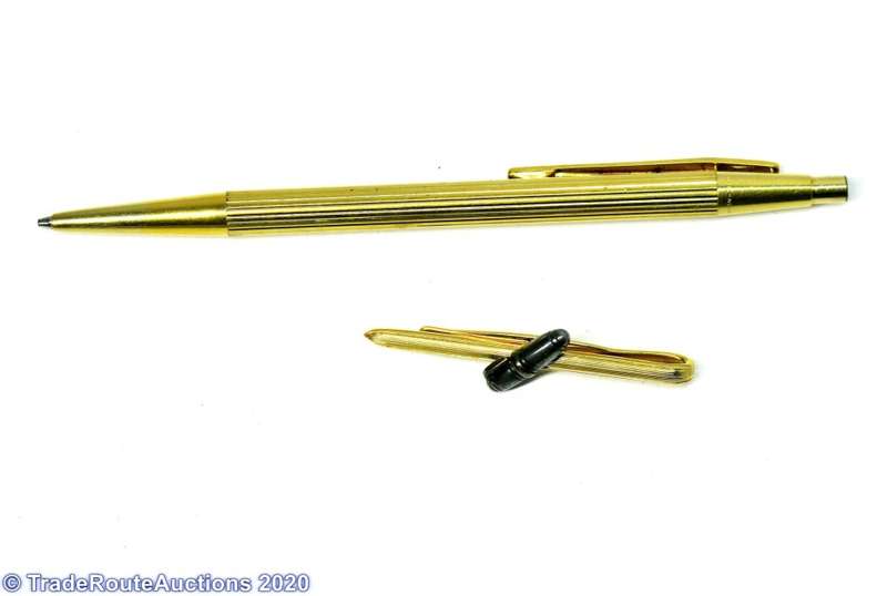 Montblanc Gold Pencil + Mont blanc Tie Clip set with generic Pouch