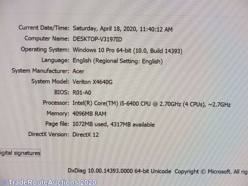 ACER VERITON X4640G Desktop Computer | Core i5 6400 2.7Ghz | 4GB RAM | 1TB HDD