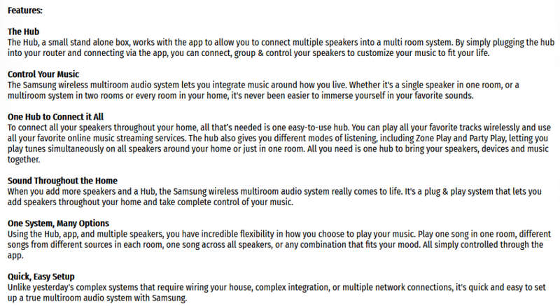 Samsung Wireless Audio-Multiroom Hub SND-WAM250
