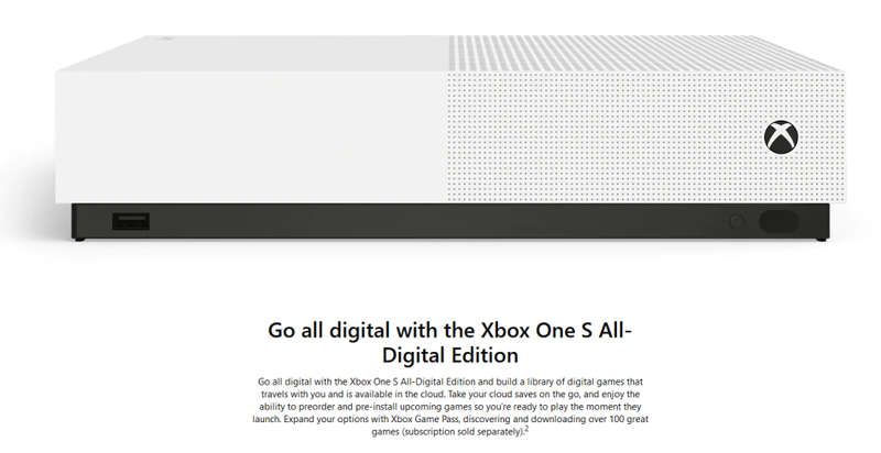 Xbox One S All-Digital Edition (WHITE) 1TB + 1 Controller (WHITE) - 1681 ALL DIGITAL