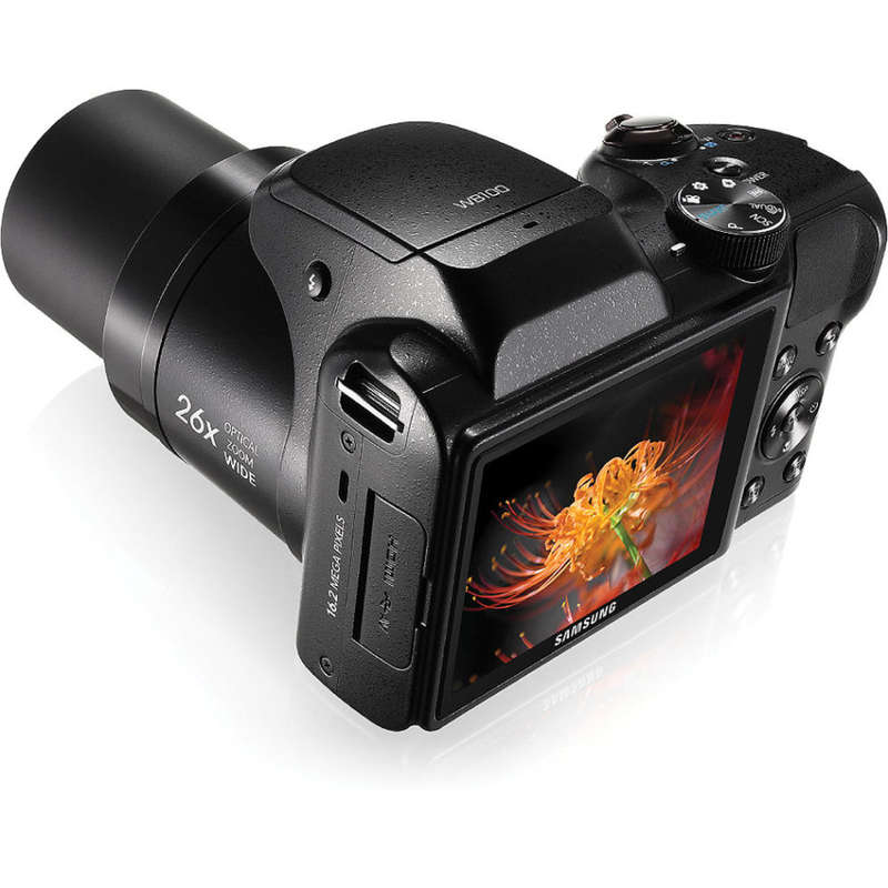 Samsung WB100 16.4MP Smart Camera with 26x Optical Zoom and 3-inch LCD in Black