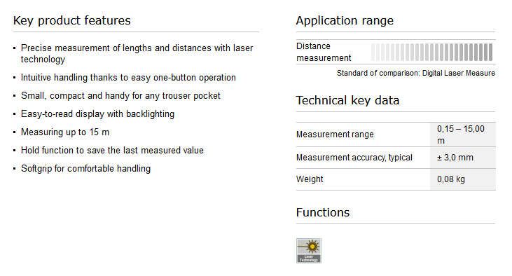 Bosch PLR 15 Digital Laser Measure (Measuring up to 15 m)
