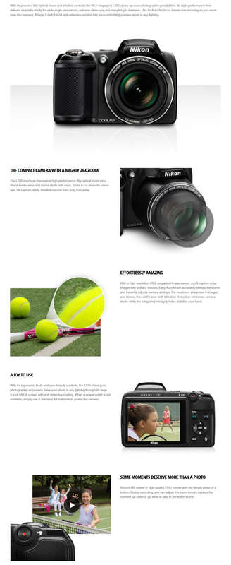 Nikon Coolpix L330 20.2MP Digital Camera with 26x Wide Optical (VR) Zoom