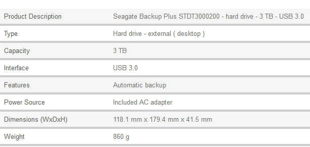 Seagate Backup Plus 3TB External Drive - Blue/Black