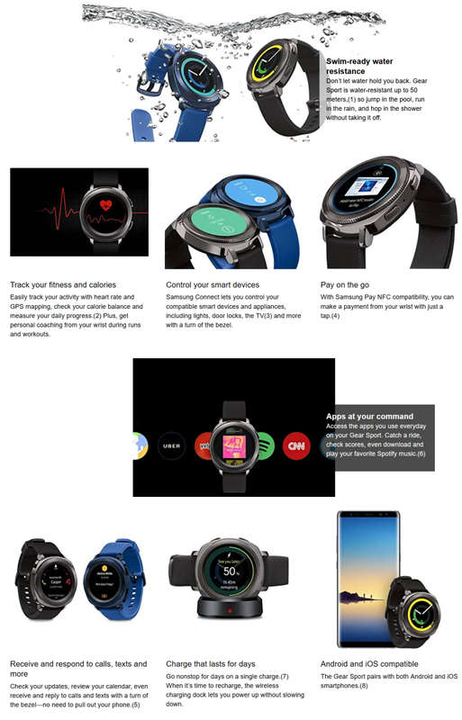 Samsung Gear Sport Smartwatch (Bluetooth), BLUE, LARGE, SILICON STRAP SM-R600