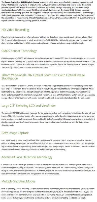 Canon PowerShot SX1IS 10 MP CMOS Digital Camera with 20x Wide Angle Optical Image Stabilized Zoom