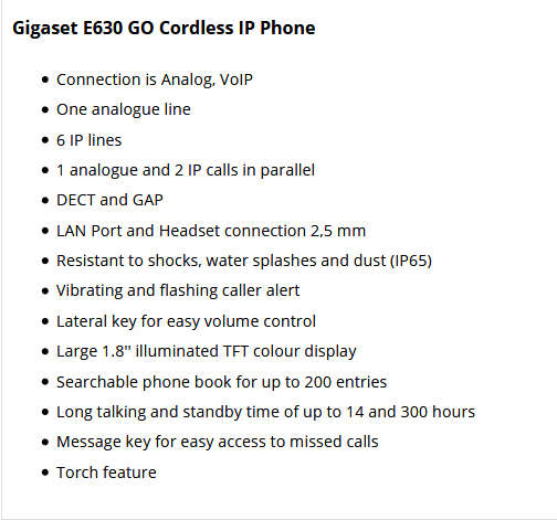 Gigaset E630A GO IP Cordless Phone with Answering Machine