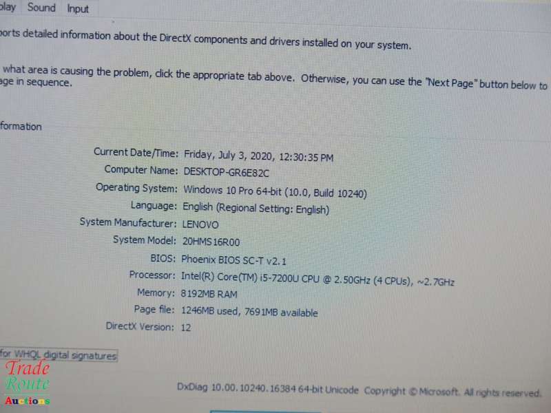 LENOVO THINKPAD X270 LAPTOP | THIN & SLIM | CORE i5 7200U 7th Gen 2.5GHz | 8GB RAM | 256GB SSD