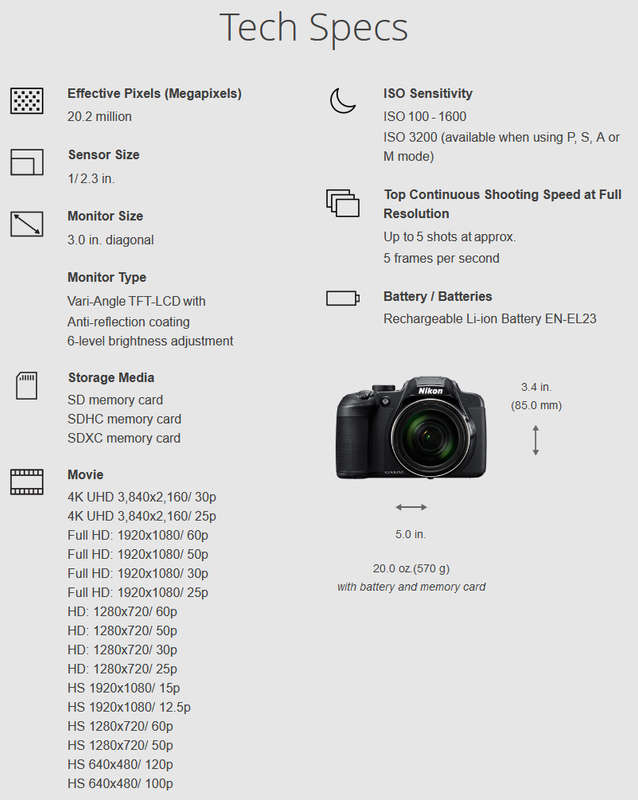 Nikon COOLPIX B700 20.2 MP 60x Opt Zoom Super Telephoto NIKKOR 4K UHD Digital Camera