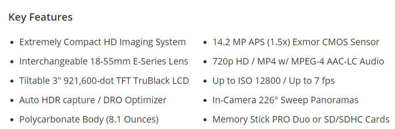 SONY NEX-3 MIRRORLESS 14.2MP with 18-55mm Lens Optical Steady Shot E-MOUNT Digital Camera Kit