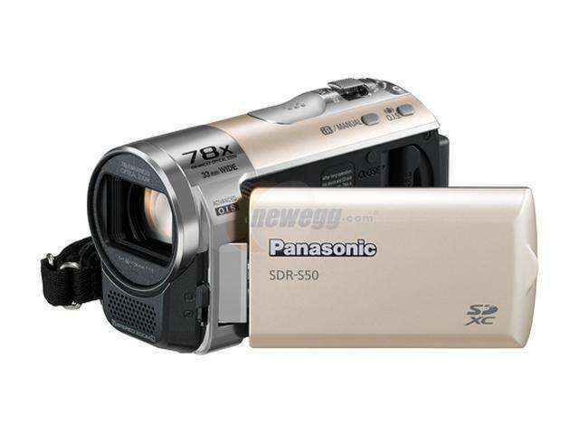 Panasonic SDR-S50 Camcorder SD Card, 78X Enhanced Optical Zoom, Wide Angle Lens- GOLD