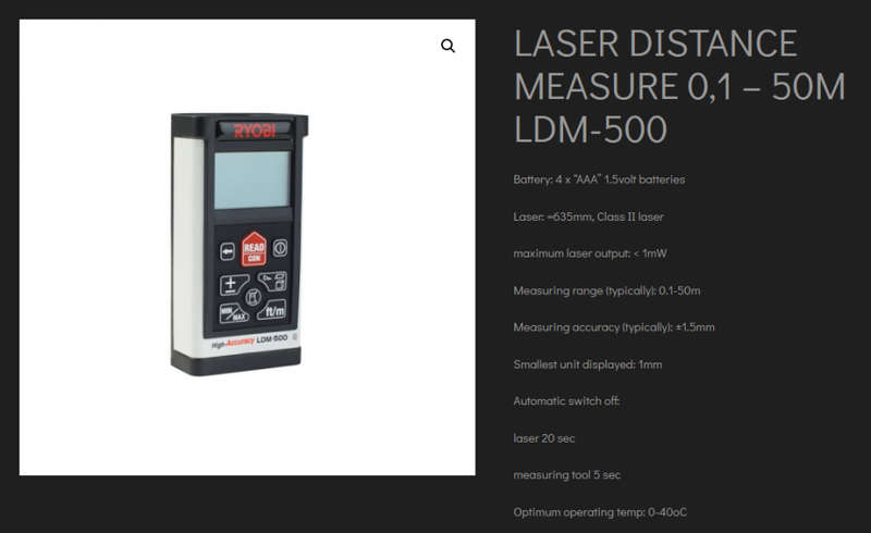 Ryobi LDM-500 Laser Distance Measure 0,1 TO  50m