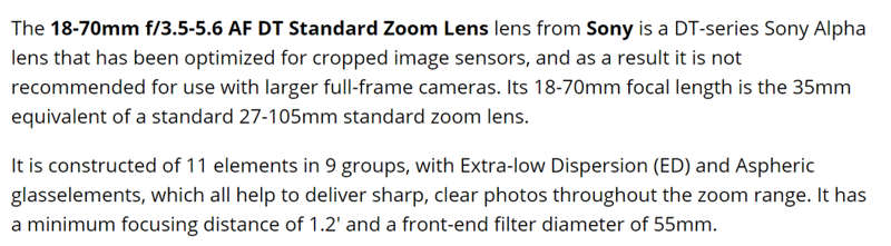 Sony 18-70mm f/3.5-5.6 AF DT Standard Zoom Lens