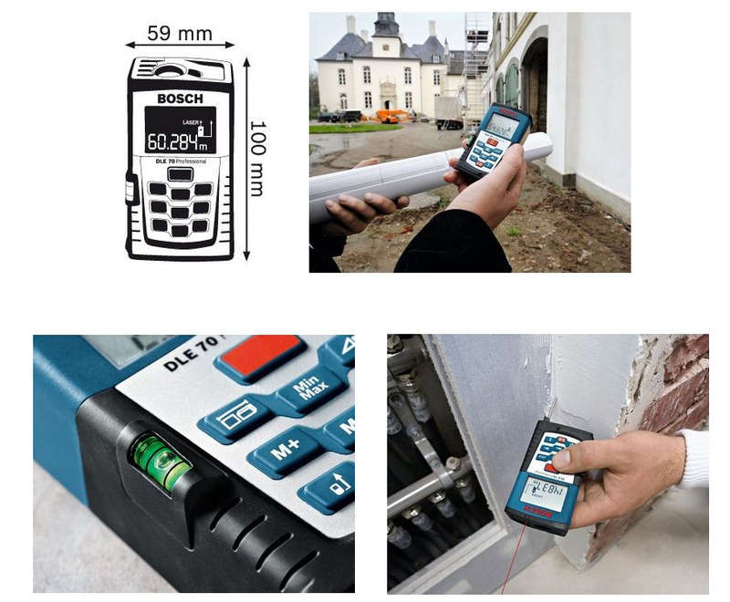 Bosch DLE 70 Distance Meter, 0.05  70 m Range, ±1.5 mm Accuracy