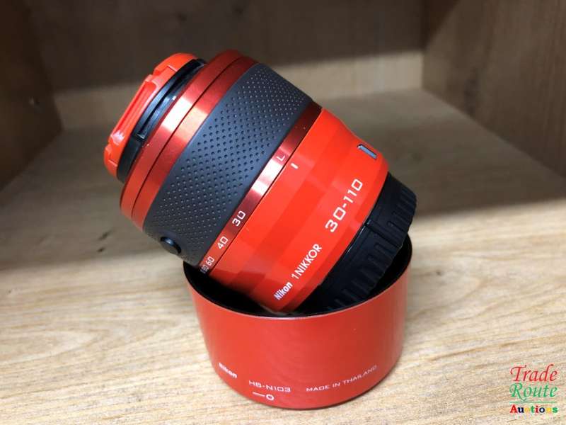 NIKON 1 NIKKOR 30-110mm Lens f/3.8-5.6 VR IF ED Orange with Lens Hood HB-N103
