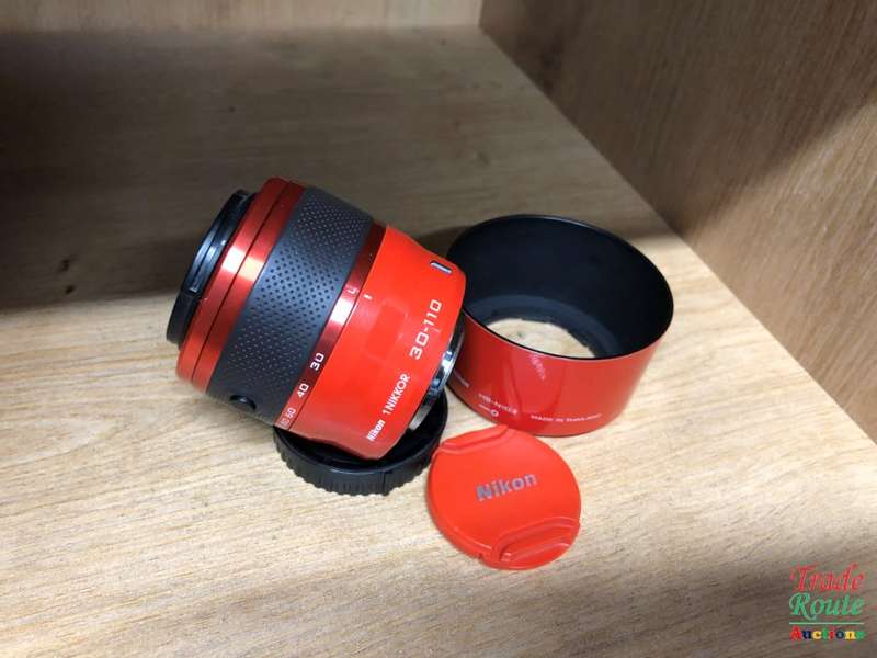 NIKON 1 NIKKOR 30-110mm Lens f/3.8-5.6 VR IF ED Orange with Lens Hood HB-N103