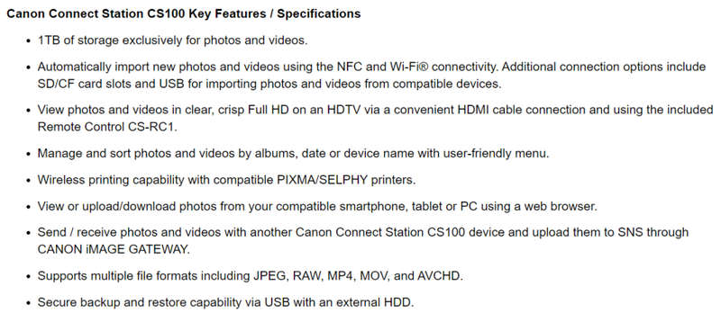 Canon Cs100 Connect Station Photo Storage & Share 1tb Hard Drive - In Box