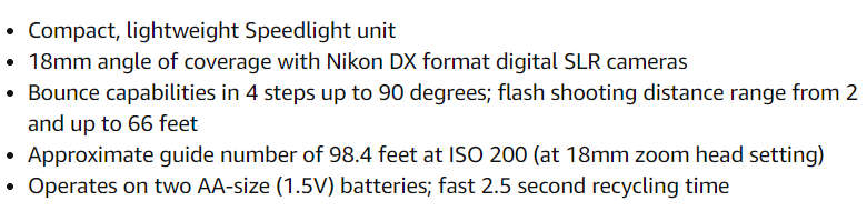 Nikon SB-400 AF Speedlight Flash for Nikon Digital SLR Cameras
