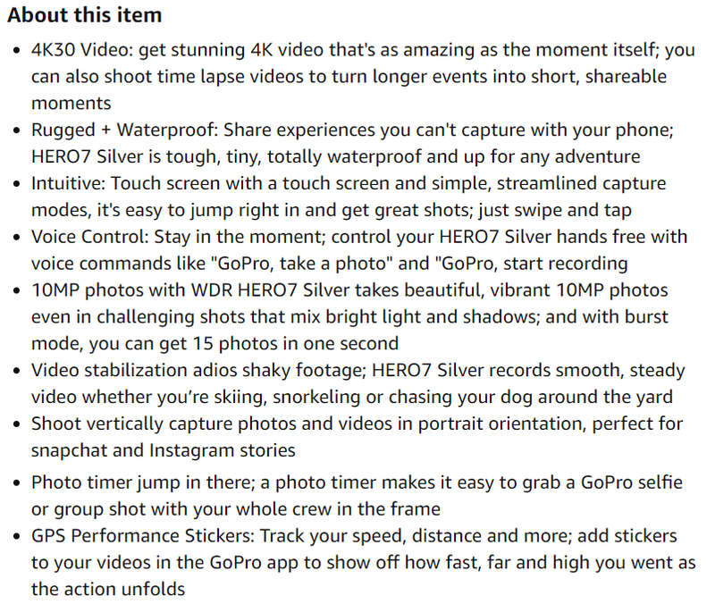 GoPro HERO7 White - Waterproof Digital Action Camera with Touch Screen 1440p HD Video 10MP Photos