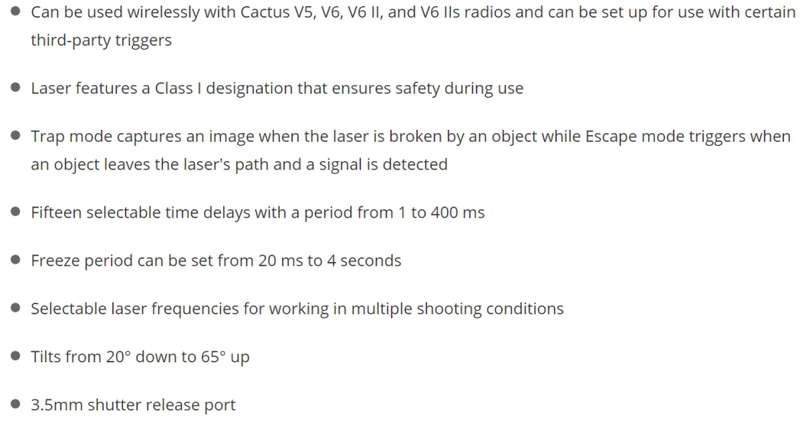 CACTUS LASER TRIGGER LV5 CAMERA REMOTE CONTROL