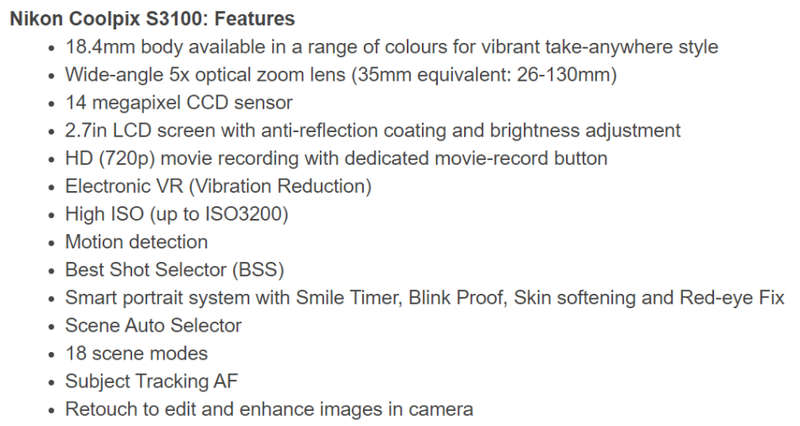 Nikon COOLPIX S3100 14 MP Digital Camera with 5x NIKKOR Wide-Angle Optical Zoom Lens