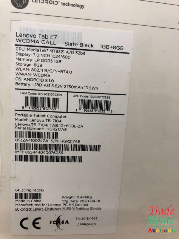 Lenovo Tab E7-7" Android Tablet - Slate Black - SEALED