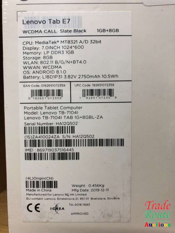Lenovo Tab E7-7" Android Tablet - Slate Black - SEALED