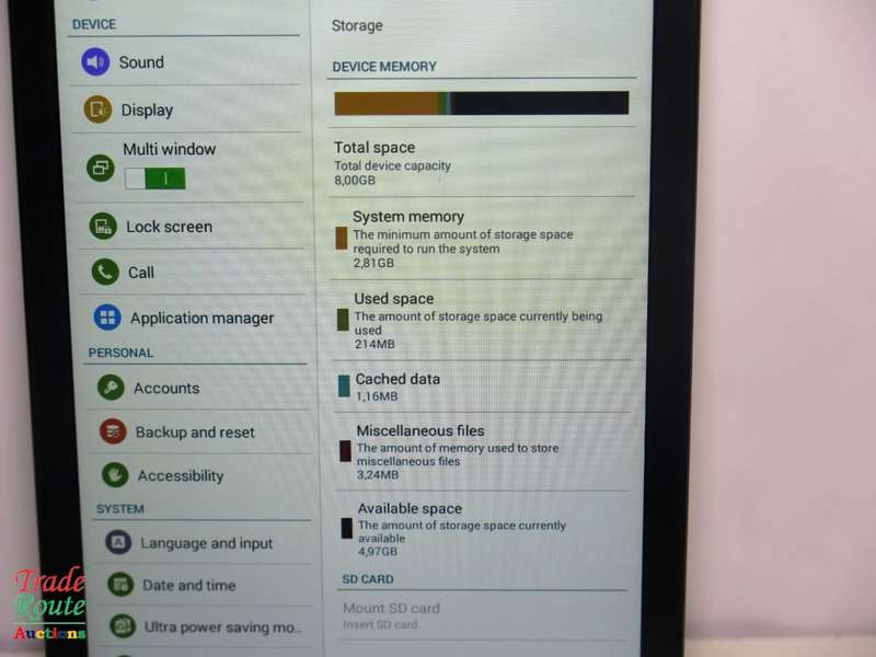 SAMSUNG GALAXY TAB E | 3G + WIFI | 8GB | BLACK | 9.6" | SM-T561 | 1200 x 800 Pixels
