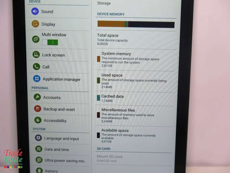 SAMSUNG GALAXY TAB E | 3G + WIFI | 8GB | BLACK | 9.6" | SM-T561 | 1200 x 800 Pixels