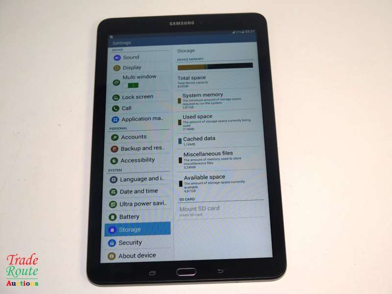 SAMSUNG GALAXY TAB E | 3G + WIFI | 8GB | BLACK | 9.6" | SM-T561 | 1200 x 800 Pixels
