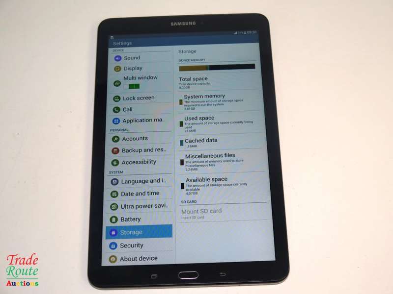 SAMSUNG GALAXY TAB E | 3G + WIFI | 8GB | BLACK | 9.6" | SM-T561 | 1200 x 800 Pixels