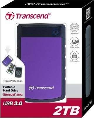 TRANSCEND 2TB HDD STOREJET 25H3 RUGGED PORTABLE HARD DRIVE - USB 3.0