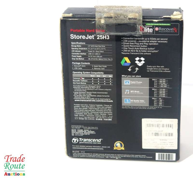 TRANSCEND 2TB HDD STOREJET 25H3 RUGGED PORTABLE HARD DRIVE - USB 3.0