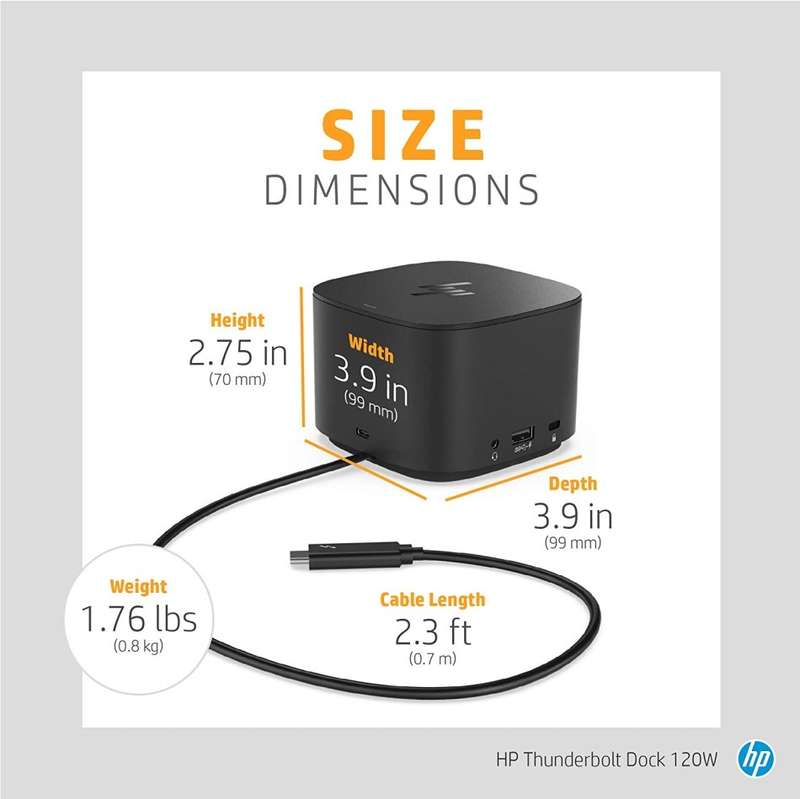 HP Thunderbolt Dock 120W G2, Universal USB-C Docking Station [2UK37AA]