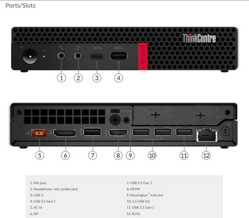 Lenovo ThinkCentre M630e Tiny Desktop PC | Core i3-8145U 8th Gen 8GB RAM 256GB SSD Solid State Drive
