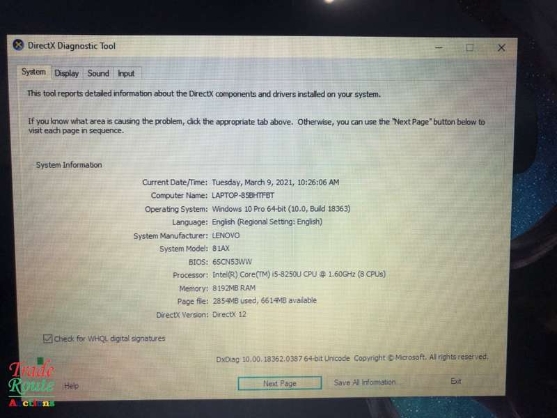 LENOVO V330-15IKB 81AX  | 15.6 inch | CORE i5 8250U 8th GEN | 8GB RAM | 500GB HDD