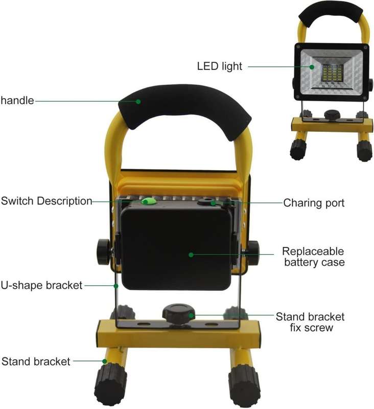 LED Rechargeable Outdoor Floodlight - Camping Light 30W